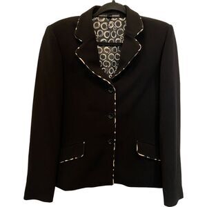 Linda Allard Ellen Tracy Blazer Black‎ Womens Size 8 Circle Pattern Long Sleeve